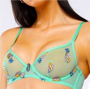 NWT Savage x Fenty Tutti Frutti Embroidered Tulle unlined pineapple bra